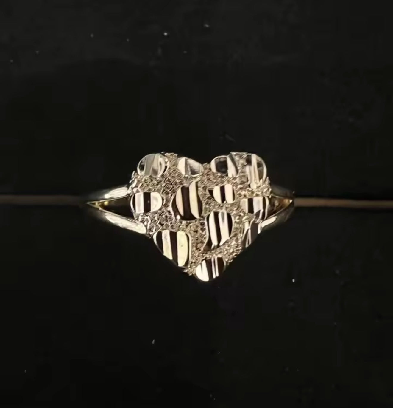 14k Gold Filled Nugget Heart Ring