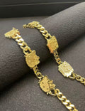 18K Gold Three Nugget Hello Kitty Bracelet
